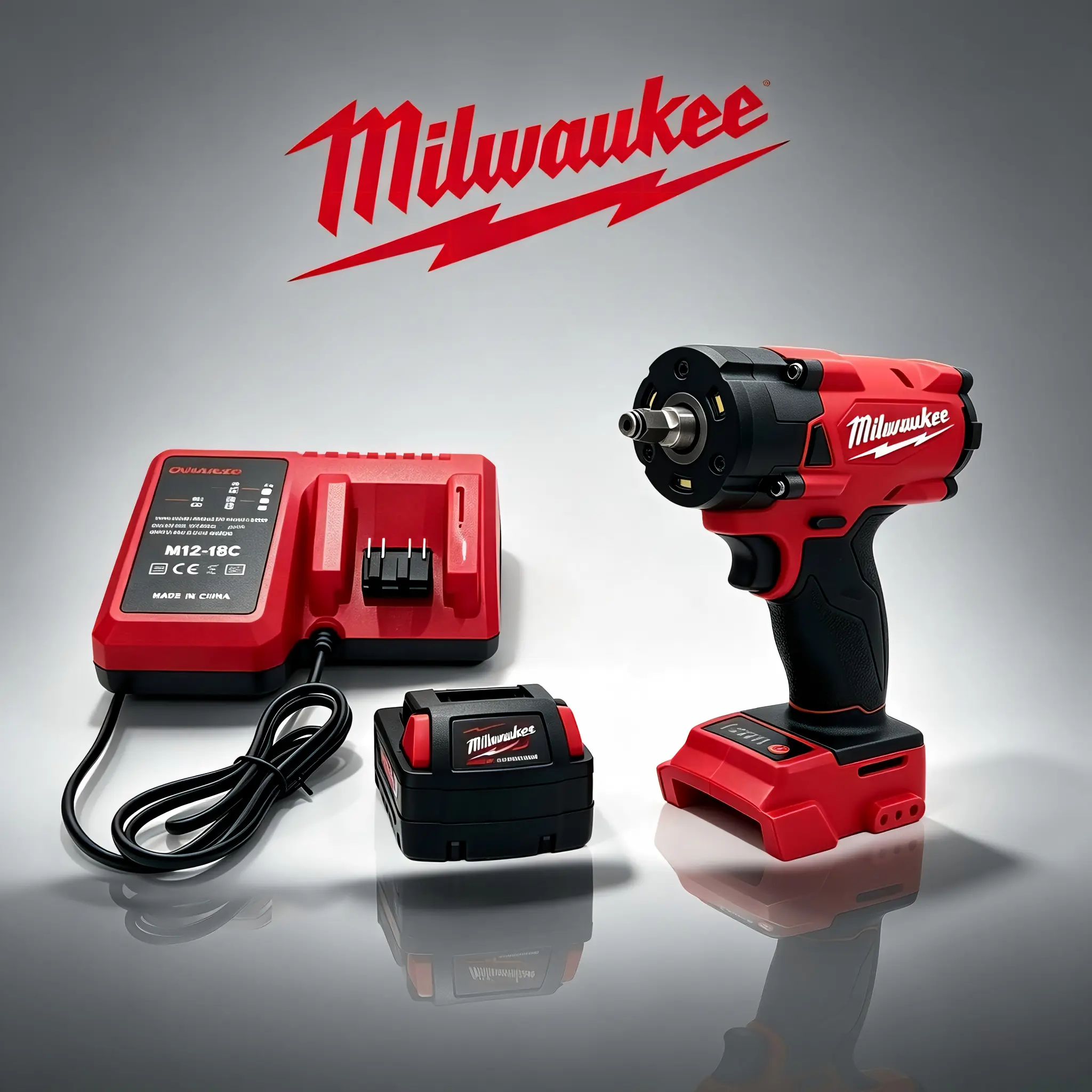 Milwaukee M18 18V 3/8-in Cordless Electric Impact Power Wrench - 18m Torque, 4-Speed Settings, Dual-Purpose, Professional Lithium Rechargeable Battery Pack, Tools & Hardware for Equipment Maintenance, Tighten Bolts inch half
