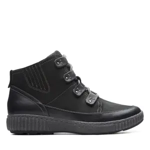 Clarks Magnolia Moon 26174976 Womens Black Wide Nubuck Casual Dress Boots
