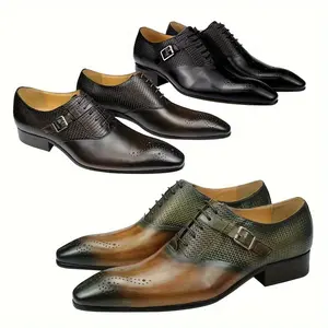 Men's Brogue Oxford Shoes, Lace-up Front Dress Shoes For Men, Business Formal White Tie, Black Tie, Black Tie Optional Wedding