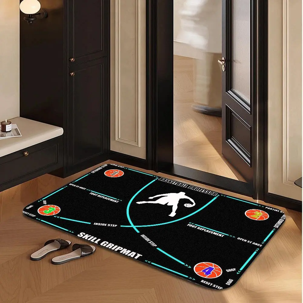 Indoor Non-Slip Soundproof Sports Bath Mat - Classic, Water-Absorbing, Stain-Resistant, Easy-to-Maintain, Lightweight, Space-Saving Home Supplies Bathroom Decor Mat (Style A, Court Print), Antislip Bath Mats