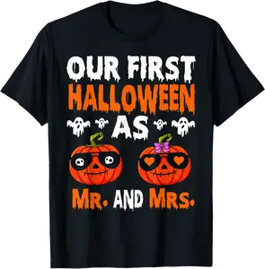 Our First Halloween As Mr. And Mrs. Married Couple Costume T-Shirt - 43B09DXNJCFK