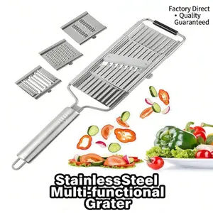1PC Stainless Steel 4-in-1 Vegetable Slicer, 4 Adjustable Blades, Slice Shred Dice Julienne, Efficient Time-saving Kitchen Prep Tool
