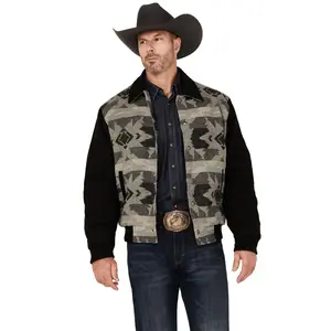 Cripple Creek Men's Southwestern Print Wool Bomber Jacket - Cr40249-401