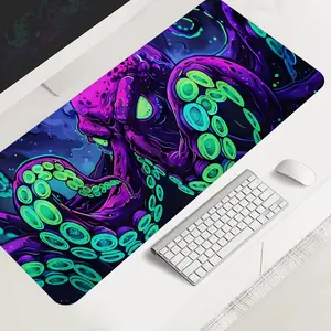 octopus-themed large gaming mouse pad, desktop protection pad, Desk accessories, anti-slip rubber edge, high-definition printing, suitable for computers, offices, homes, schools, as a gift, Mousepad