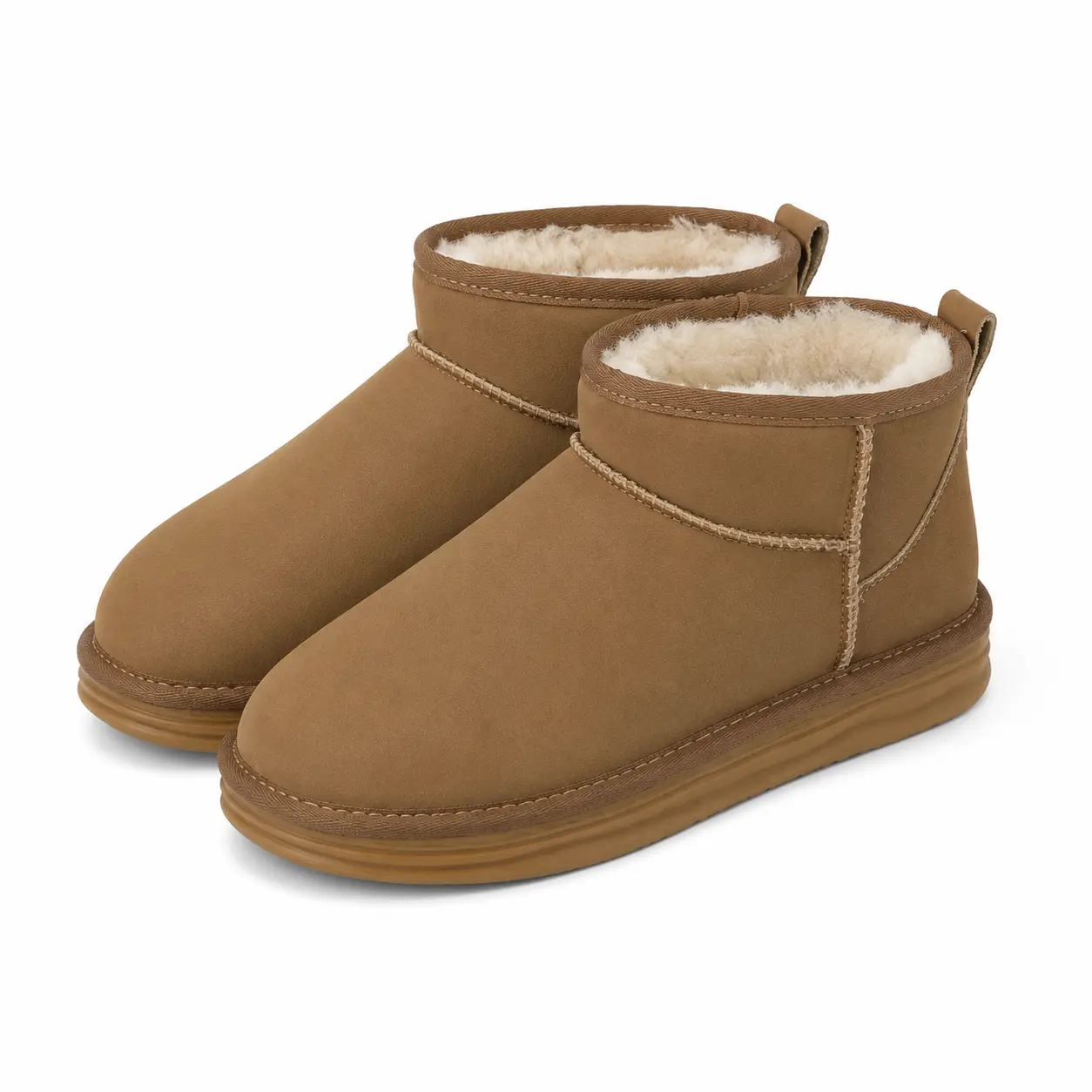 Women's Mini Snow Boots, Cozy Faux Fur Lined Winter Boots, Warm Suede Ankle Boots with Thick Sole for Cold Weather