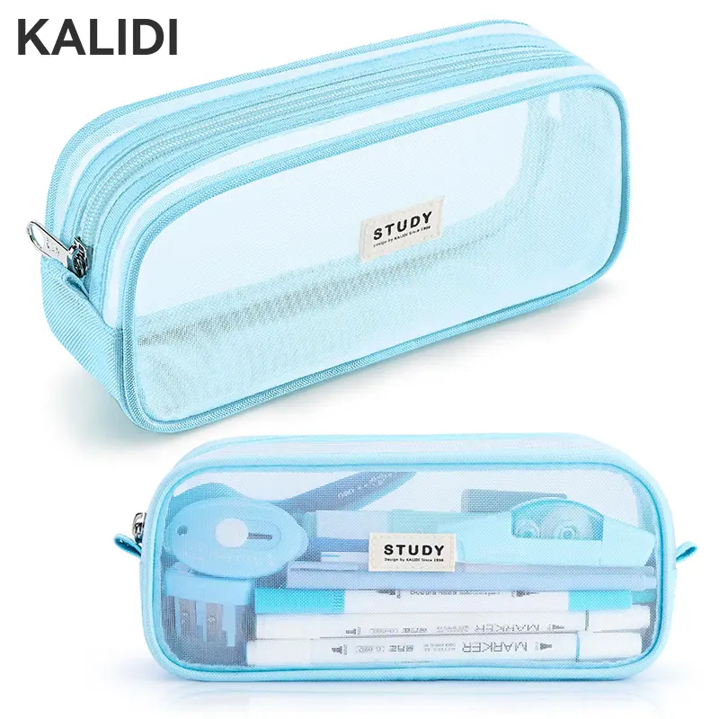 KALIDI Large Pencil Case Mesh Yarn Pencil Pouch Box Cute School Supplies for Teen Girls Boys