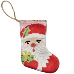 Santa with Present Embroidered Mini Stocking