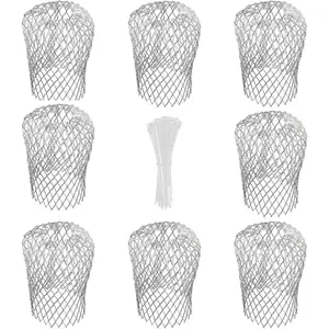 Heavy-Duty Aluminum Gutter Guards (3.5 Inch) - Expandable Downspout Leaf Filter Strainer with Debris Blockage Prevention Screen (8 Count Sliver)