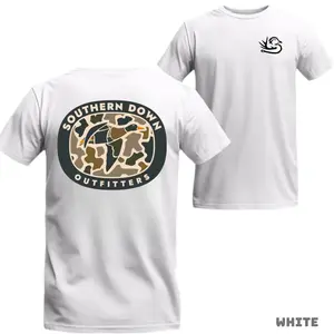 Unisex🦆 Southern Down Outfitters T-Shirt, Camo Duck Hunting Logo Tee, Outdoor Lifestyle Graphic Tees, Country Style Menswear Shirt, Trendy T-Shirts, Casual Cotton Top, Streetwear, Fits