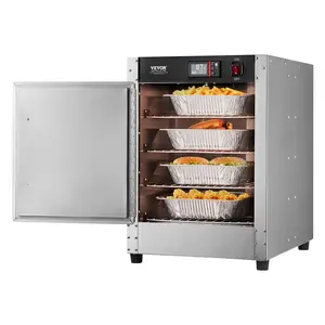 VEVOR Hot Box Food Warmer, TikTokShopBlackFriday, 4-Tier Concession Warmer with Water Tray, 4 Pans, Single-door and Adjustable Shelves, Stainless Steel Food Warmer Cabinet, Ideal for Storing Pizza, Chicken, Restaurant