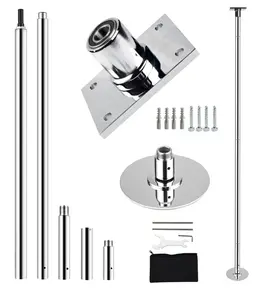 Professional Permanent Mount Dance Pole, 45mm(1.77") Chrome‑Plated Steel Spinning Static Pole, 440lbs/200kg Capacity, CE Certified, for Home Studio Gym Pole Fitness & Dancing