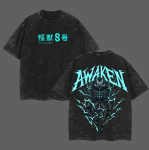 valentine shirts Kaiju No. 8 T-Shirt – Kafka Hibino Awakened Form Graphic Washed Oversized Vintage Anime Tee, Heavy Cotton Unisex Streetwear for Kaiju Fans