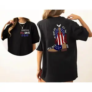 Courtesy of the Red Shirt, Toby American Ride T-Shirt White and Blue Sweatshirt Hoodie