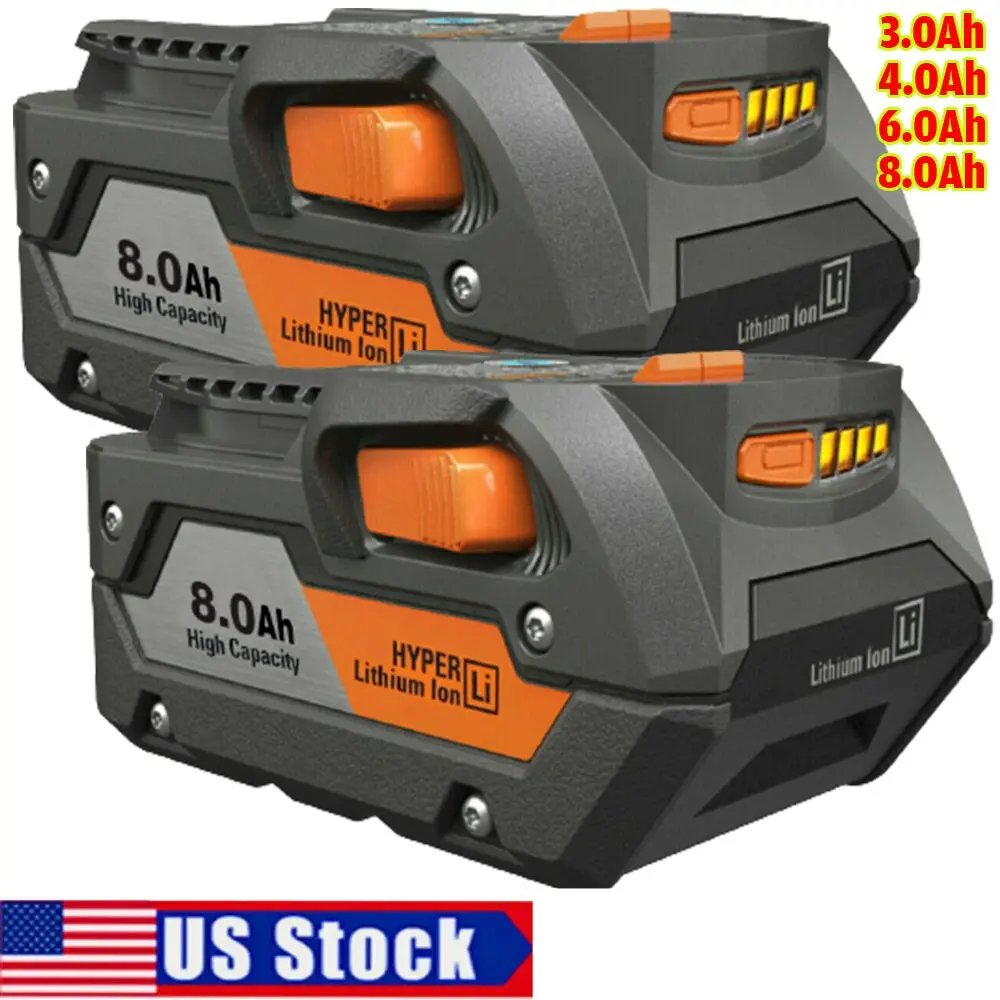 1-4x High Capacity Lithium Batteries with Cells, 18V Power Replacement for Ridgid R840085 (4.0Ah) & R840087 (8.0Ah) Power Tool Accessories, 1-4X Battery
