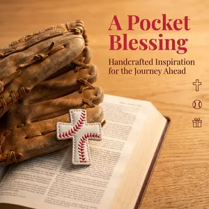 1 Pc Pocket Blessing – Baseball Cross Edition with Verse Card, Compact Christian Faith Gift for Athletes, Inspirational Sports Keepsake for Players and Coaches Handmade Set