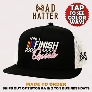 Finish Quick Embroidered Trucker Hat Bold Graphic Adjustable Snapback