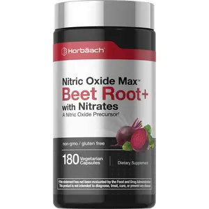 Horbäach Nitric Oxide Beet Root Capsules | 180 Count | with Nitrates and Precursor | For Men and Women | Vegetarian, Non-GMO, Gluten Free Supplement