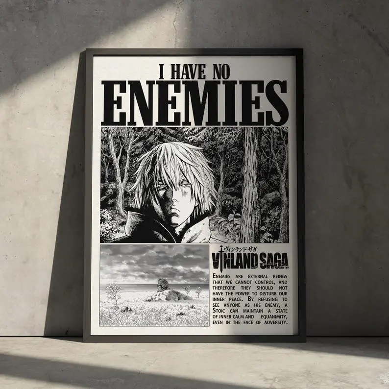 Thorfinn Vinland Saga Anime Art Poster, Manga Retro Artwork Wall Decor, Minimalist Gift for Anime Fan, Medieval Viking Vintage Aesthetic