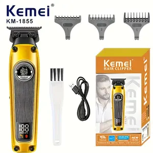 New Km-1855 Electric Hair Trimmer, Men's Grooming Razor, LED Display, Oil Head Carving, Model Xinghao, Power Consumption 10w