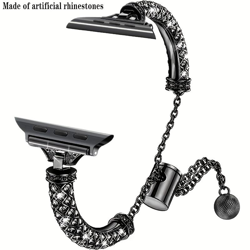 1pc Women'S Wisdom Watch Strap Made of Synthetic Rhinestones Suitable for Festivals, Birthday Gifts to Add Sparkle for Apple Watch Series Ultra/Se/11/10/9/8/7/6/5/4/3/2/1 Series Watch Compatible with 38/40/41/42/44/45/46/49Mm Smart Watch