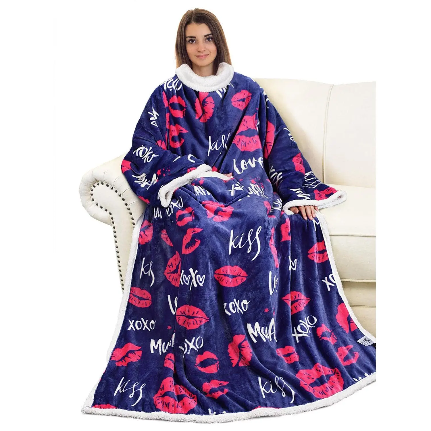 Love's Embrace Sherpa Wearable Blanket With Sleeve