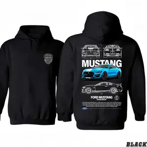 Ford Mustang GT500 Shelby Hoodie / T-Shirt – 2-Sided Muscle Car Graphic Pullover, Vintage Racing Streetwear for Men & Women, 100% Cotton Classic Sportswear Top, Fall Outfits 2025, TikTok Shop Deals Trendy Casual Menswear Fashion