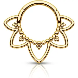 Minimalist Lotus G23 Solid Titanium Septum Rings 16G Flower Septum Jewelry Dainty Helix Daith Earrings for Women Daith Piercing Jewelry Surgical Steel Hypoallergenic