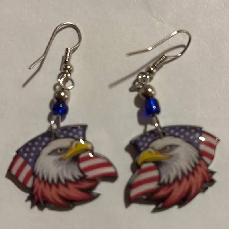 Eagle earrings, USA flag earrings
