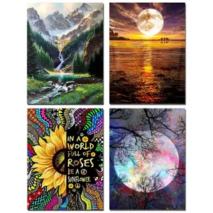 5D Rhinestone Painting Aurora Scenery Pattern Diamond Mosaic Embroidery Full Round Drill DIY Cross Stitch Set for Household Wall Decoration