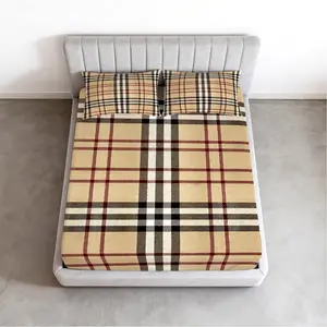 3-Piece Classic Plaid Fitted Sheet Set, Vintage Scottish Tartan Print Bedding Set, 360° Full Wrapped Deep Pocket Design, Soft & Breathable HD Digital Print, Fade-Resistant and Machine Washable, Fits Twin/Full/Queen Size Beds(No Insert)