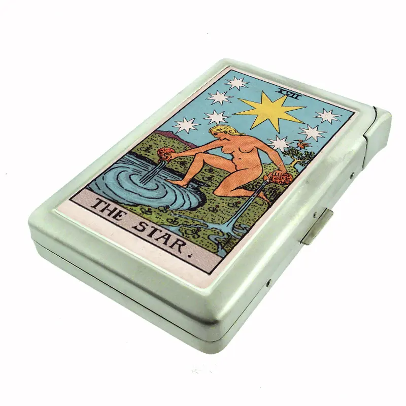 Tarot Card The Star Metal Case w/Built in Lighter Wallet