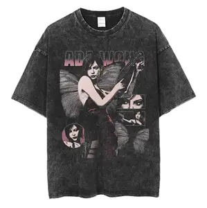 1990S Resident Evil Biohazard Leon Kennedy Oversized T Shirt 100% Cotton Vintage Washed T-shirt for Men Women