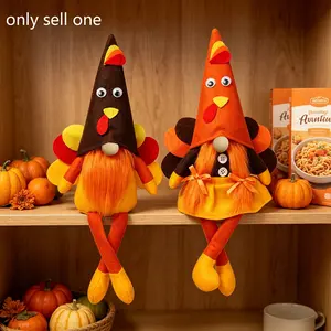 Thanksgiving Harvest Turkey Ornament, Plush Dwarf Decoration, Indoor Desktop Decor, Cute Style, Not Plated with Precious Metal, China Harvested