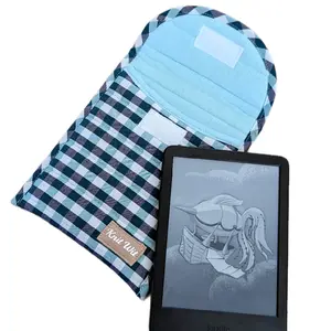 6" Kindle Cozy Sleeve- Teal Gingham, upcycled protective case
