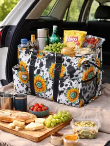 Sunflower Farm Zippered Caddy Organizer Tote Bag design tote