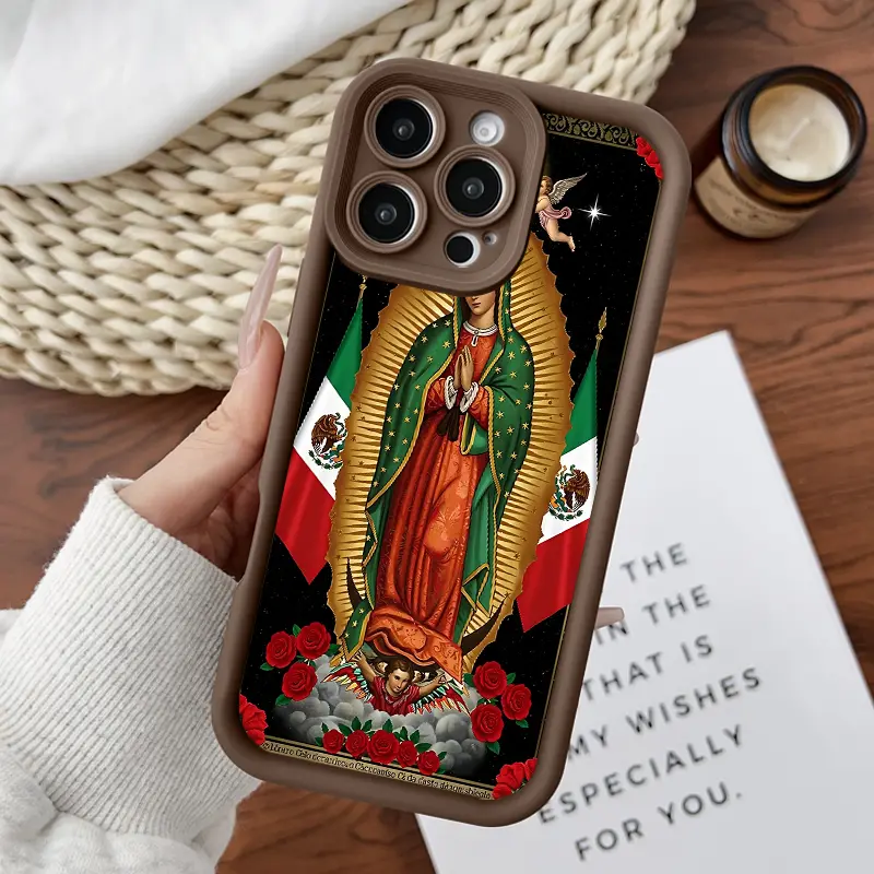 Softcase for iPhone11/12/13/14/15/16/17/promax/x/xs/xr/xsmax CaseOur Lady of Guadalupe with Flags Anti-Fall Shockproof Protective Slim Cover, Accessories, Smartphone, Cellphone