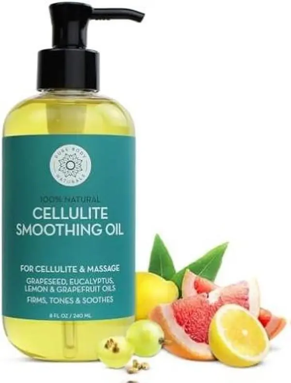 Anti-Cellulite Massage Oil with Natural Firming Botanicals, 100% Clean Body Oil to Smooth Legs Thighs and Reduce Stretch Marks, Deep Toning Moisturizer for Women’s Skin Tightening and Daily Self-Care
