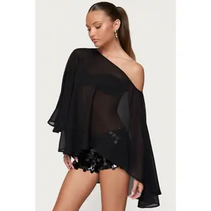 Sheer Chiffon Asymmetric Poncho Sheer Chiffon Asymmetric Poncho