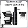 [2.0]CARSLAN Black Magnet Soft Focus Powder+Liquid Powder Makeup Setting Spray, 24HLongglasting, Oil Control, Waterproof, Sweatproof, Poreless Summer Hot Sell All Day Matte Trio