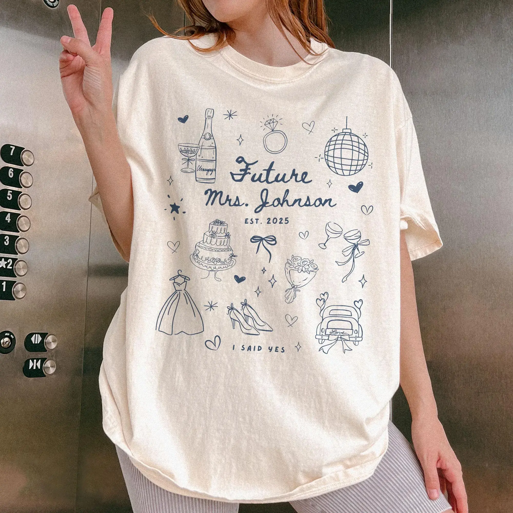 Personalized Bride Comfort Colors Shirt, Future Mrs Shirt Est 2025 Engagement, Custom Wedding Shirt, Gift For Her