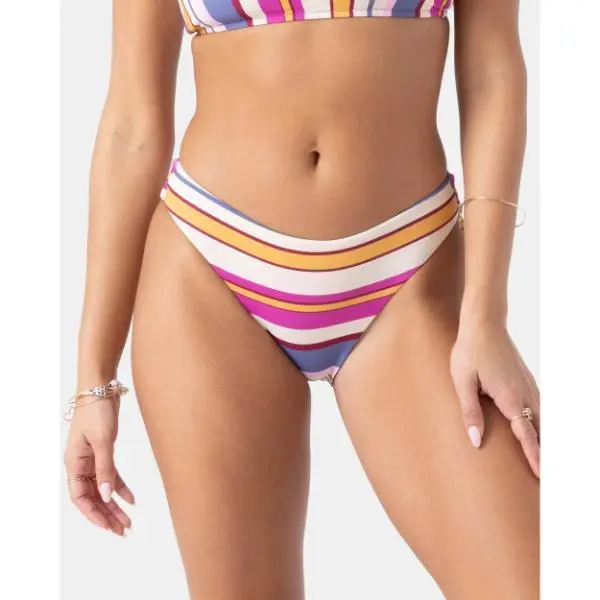 ROXY SUNSET SWELLS Hipster Moderate Bikini Bottom - Berry Multi Striped Swimwear
