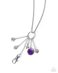 Star Divination - Purple Silver Moon Star Lanyard Necklace - Paparazzi