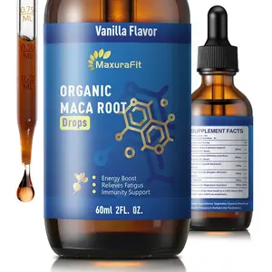 Organic Maca Root Drops Vanilla Flavor - 2 fl oz Energy Boost Ashwagandha Goji Berry Ginger Extract L-Arginine Magnesium