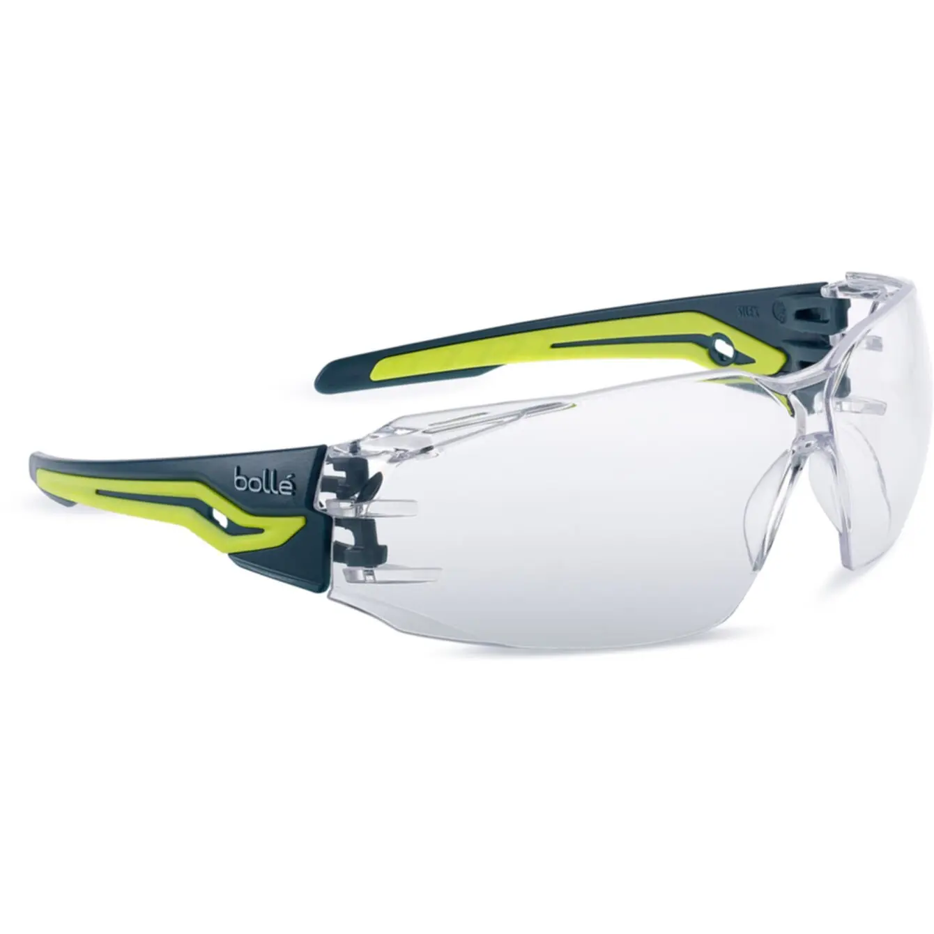 Bolle Silex Plus Safety Glasses Clear Lens Assembled in USA with FLEX 160° Temples and Platinum Anti-Fog Coating for Optimal Protection