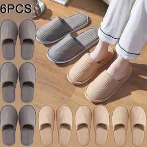 6 Pairs Non Slip Disposable Slippers For Guest, Spa Slippers, Washable Reusable, Which Can Be Used As Women Men, House, Indoor, Bathroom, Bedroom, Hotel, Travel Bride Slippers Disposable Shoe Cover