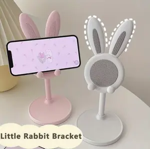 Cute Rabbit Adjustable Phone Stand Foldable Height-Adjustable for Comfortable Viewing Stable for Phones & Small Tablets Perfect for Desk Bedside Streaming or Video Calls