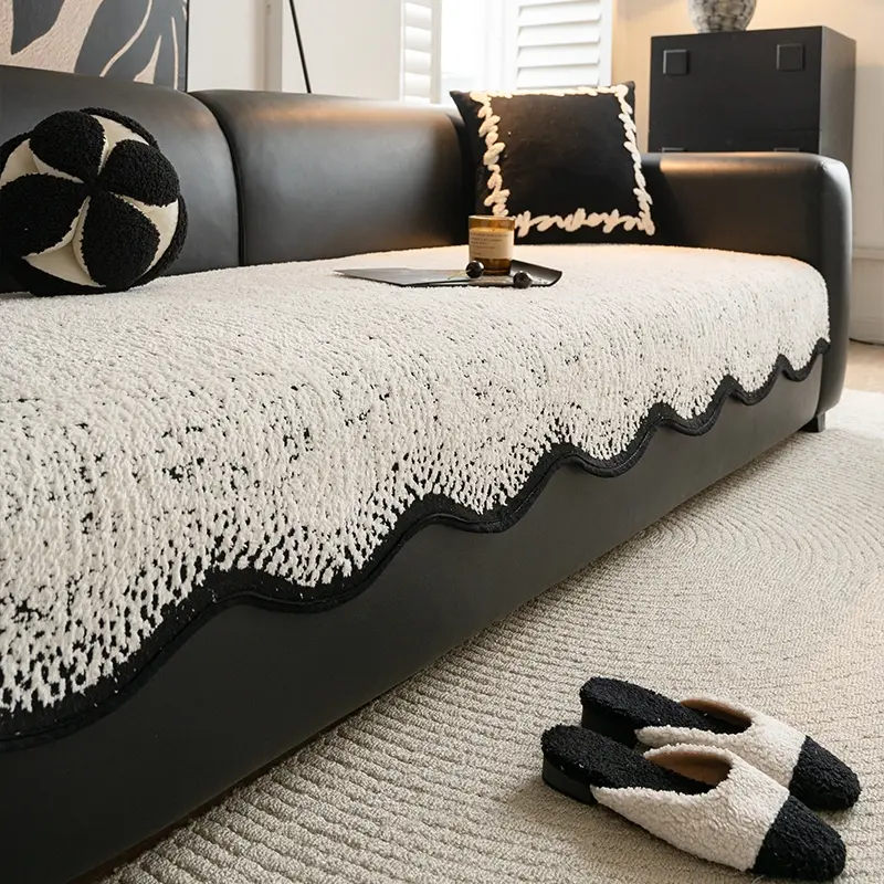 A black-and-white dot patterned, minimalist sofa cushion, removable and washable, pet-friendly protective cover, soft sofa decoration, anti-stain and dust-proof, easy-to-clean sofa protective cover, Soft sofa protector, home deco