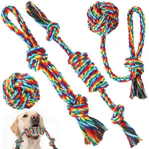 Durable Cotton Rope Dog Toys, Active Chewing, Interactive Tug-Of-War, Teeth Cleaning, Training and Fetch Games for Large and Medium Dogs