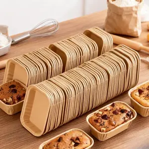 50 Pieces High-Temperature Resistant Rectangular Cake Cups, Hokkaido Muffin Paper Liners, Ideal for Daily Desserts, Made in China, Baking Utensils Supplies