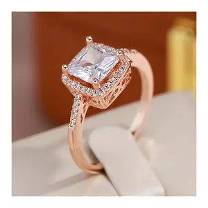 JULYDREAM Full Zircon Stereo Square 585 Gold Color Geometric Rings Women Luxury Wedding Jewelry Classic Bling Accessories